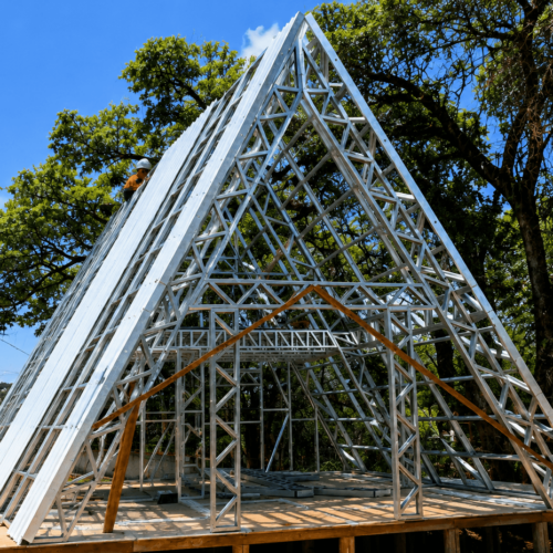 Montagem chalé steel frame